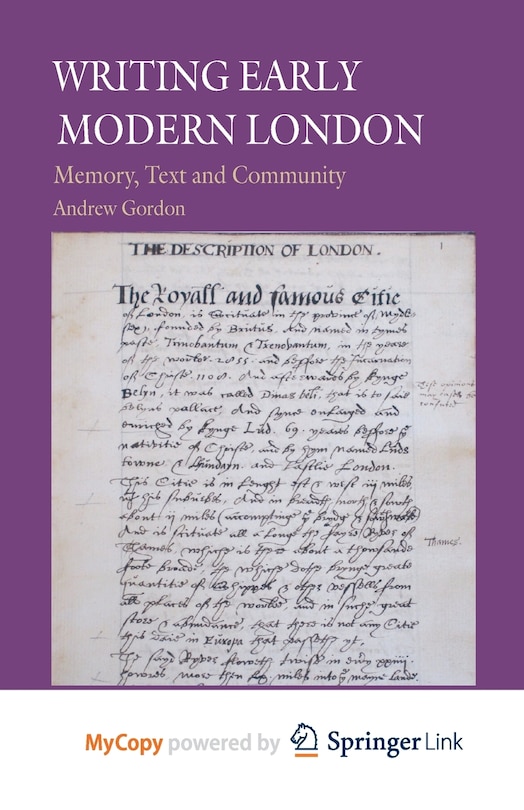 Front cover_Writing Early Modern London