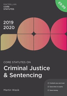 Couverture_Core Statutes On Criminal Justice And Sentencing 2019-20