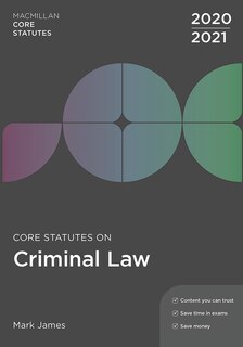 Couverture_Core Statutes On Criminal Law 2020-21