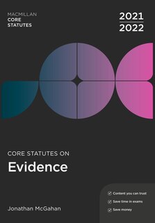 Front cover_Core Statutes On Evidence 2021-22