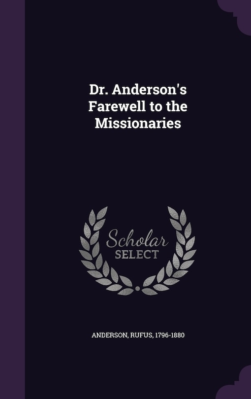 Couverture_Dr. Anderson's Farewell to the Missionaries