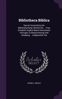 Couverture_Bibliotheca Biblica