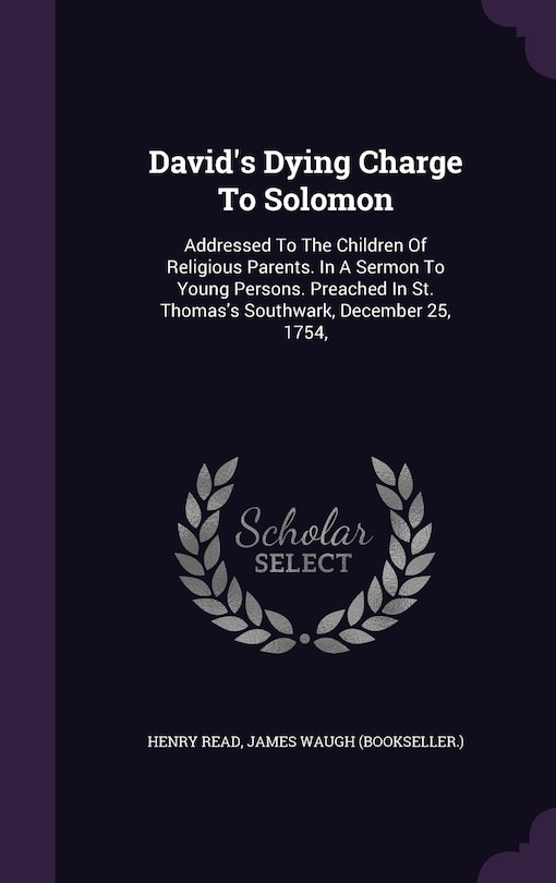 Couverture_David's Dying Charge To Solomon