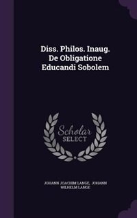 Front cover_Diss. Philos. Inaug. De Obligatione Educandi Sobolem