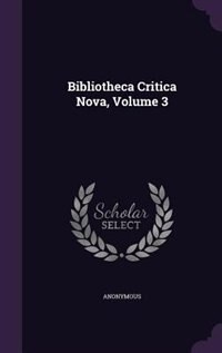 Front cover_Bibliotheca Critica Nova, Volume 3