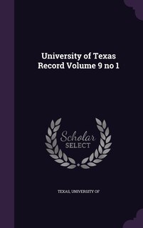 Couverture_University of Texas Record Volume 9 no 1