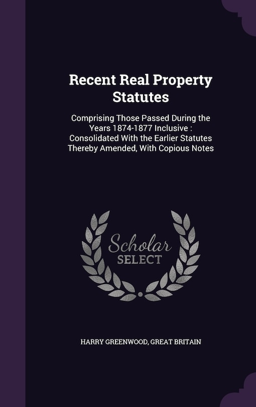 Front cover_Recent Real Property Statutes