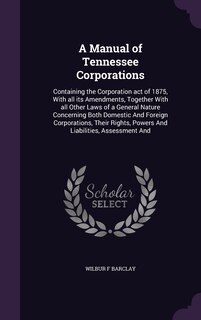 Front cover_A Manual of Tennessee Corporations