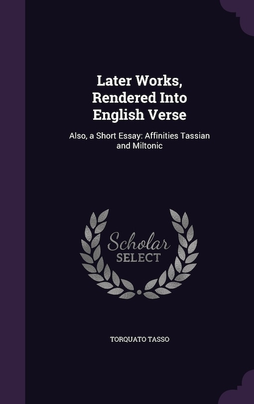 Couverture_Later Works, Rendered Into English Verse