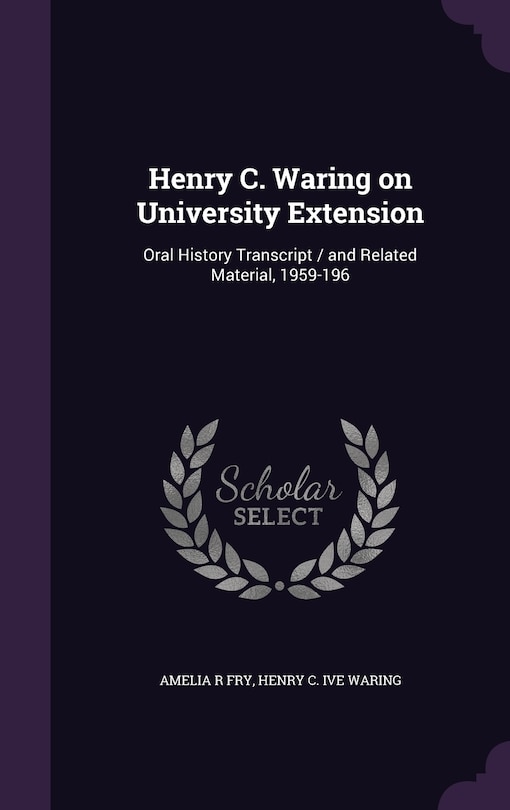 Couverture_Henry C. Waring on University Extension