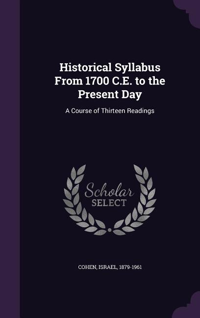 Front cover_Historical Syllabus From 1700 C.E. to the Present Day