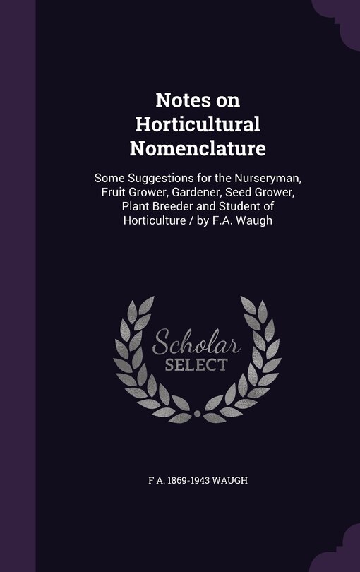 Couverture_Notes on Horticultural Nomenclature