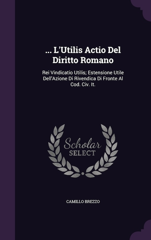 Couverture_... L'Utilis Actio Del Diritto Romano