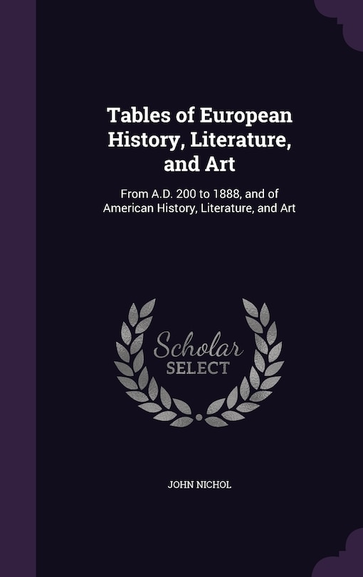 Couverture_Tables of European History, Literature, and Art