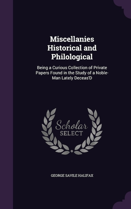 Front cover_Miscellanies Historical and Philological