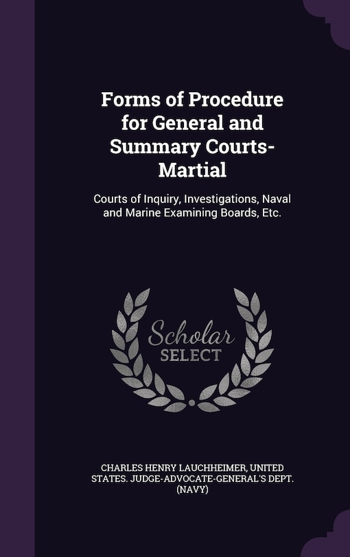 Couverture_Forms of Procedure for General and Summary Courts-Martial