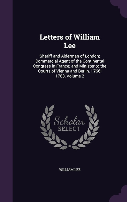 Front cover_Letters of William Lee