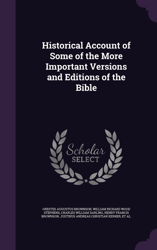 Front cover_Historical Account of Some of the More Important Versions and Editions of the Bible