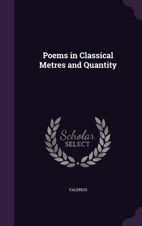 Couverture_Poems in Classical Metres and Quantity