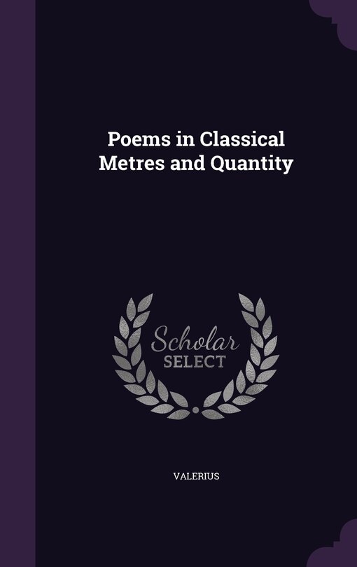 Couverture_Poems in Classical Metres and Quantity