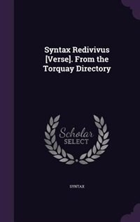 Couverture_Syntax Redivivus [Verse]. From the Torquay Directory