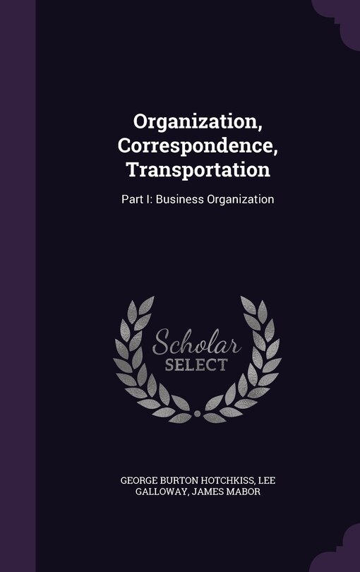 Front cover_Organization, Correspondence, Transportation
