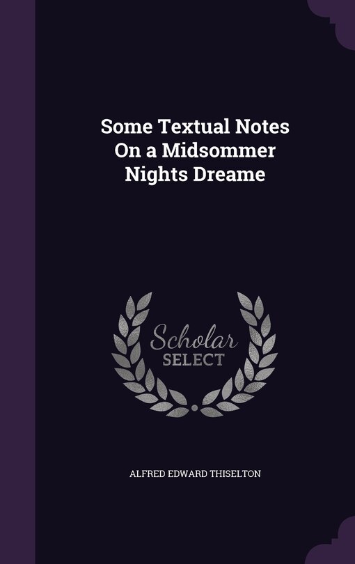 Couverture_Some Textual Notes On a Midsommer Nights Dreame