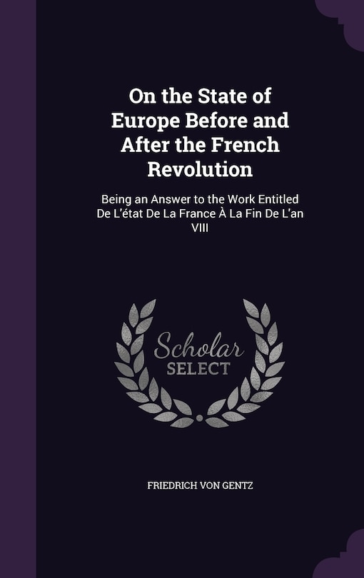 Couverture_On the State of Europe Before and After the French Revolution