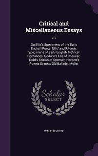 Couverture_Critical and Miscellaneous Essays ...