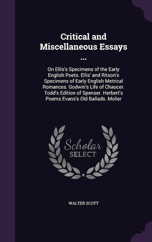 Couverture_Critical and Miscellaneous Essays ...