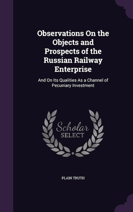 Front cover_Observations On the Objects and Prospects of the Russian Railway Enterprise