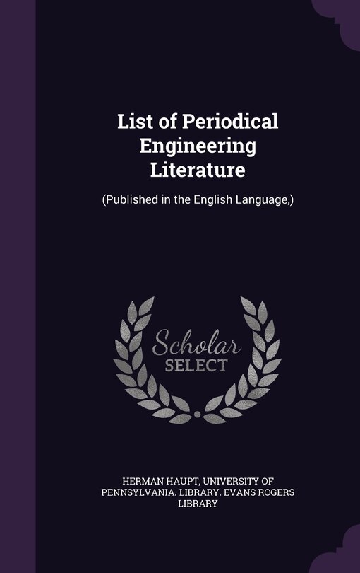 Front cover_List of Periodical Engineering Literature
