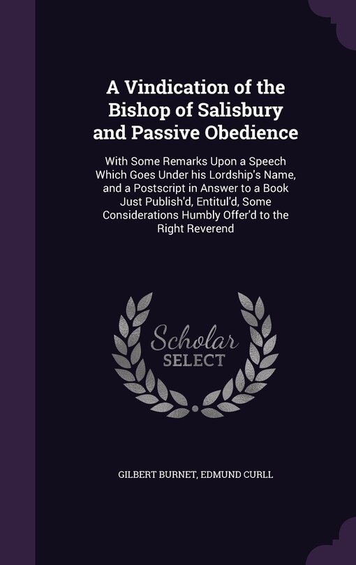 Front cover_A Vindication of the Bishop of Salisbury and Passive Obedience