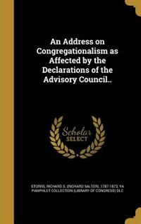 Front cover_An Address on Congregationalism as Affected by the Declarations of the Advisory Council..