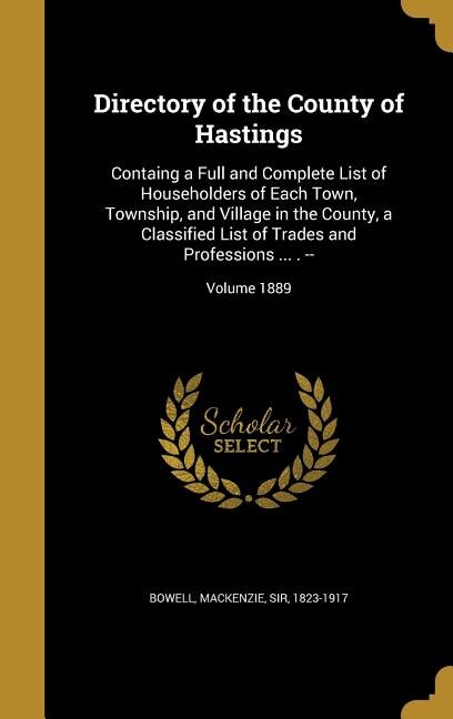 Front cover_Directory of the County of Hastings