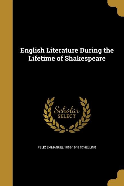 Couverture_English Literature During the Lifetime of Shakespeare