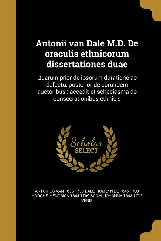 Front cover_Antonii van Dale M.D. De oraculis ethnicorum dissertationes duae