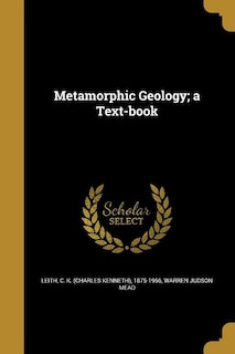 Front cover_Metamorphic Geology; a Text-book