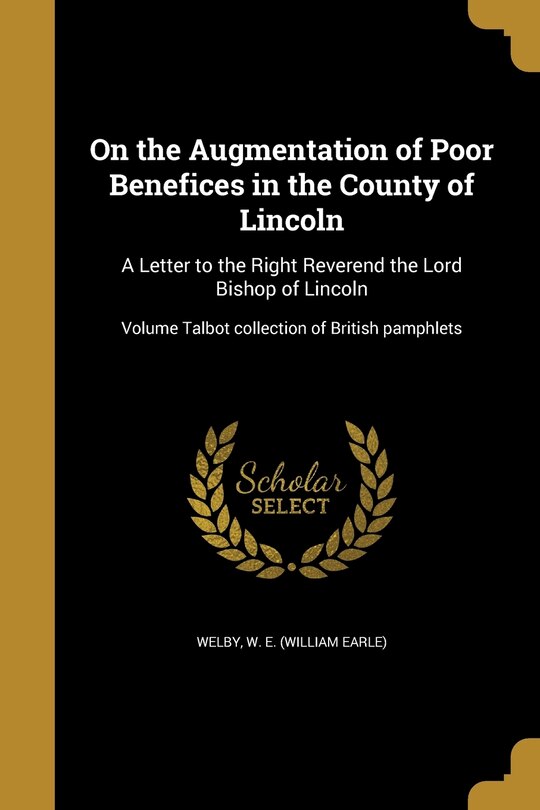 Couverture_On the Augmentation of Poor Benefices in the County of Lincoln