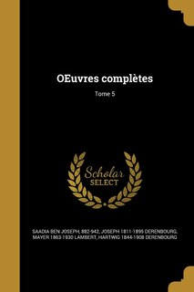 Couverture_OEuvres complètes; Tome 5