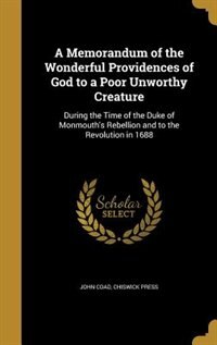 Couverture_A Memorandum of the Wonderful Providences of God to a Poor Unworthy Creature