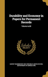 Durability and Economy in Papers for Permanent Records; Volume no.89