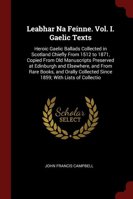 Front cover_Leabhar Na Feinne. Vol. I. Gaelic Texts