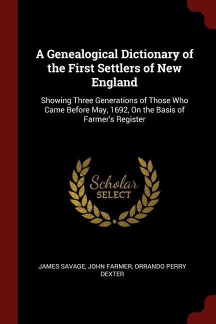 Couverture_A Genealogical Dictionary of the First Settlers of New England