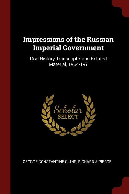 Couverture_Impressions of the Russian Imperial Government