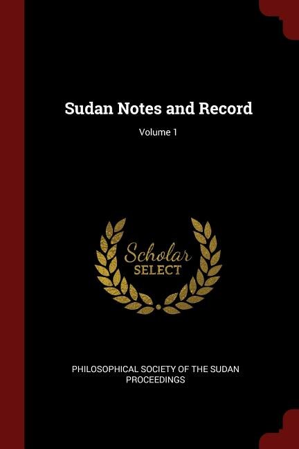 Front cover_Sudan Notes and Record; Volume 1