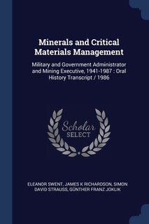Front cover_Minerals and Critical Materials Management