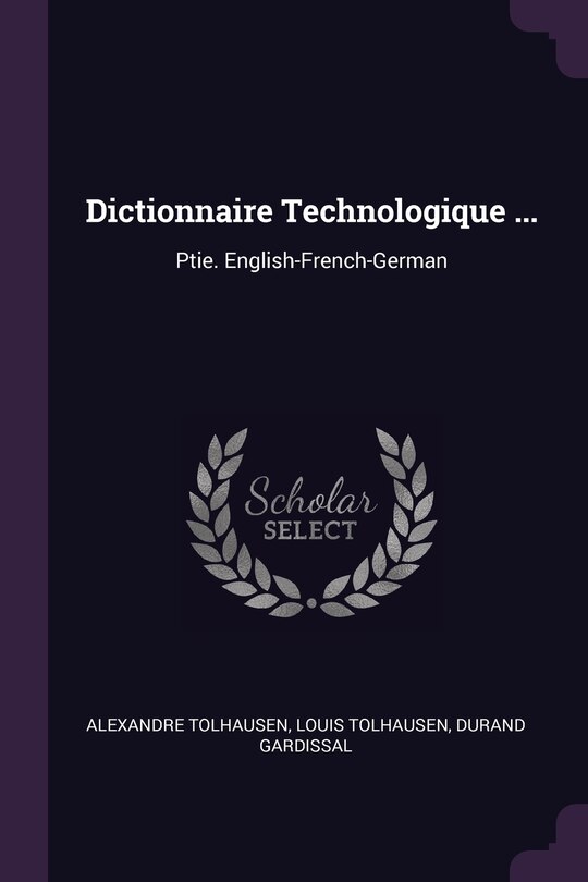 Couverture_Dictionnaire Technologique ...
