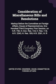 Couverture_Consideration of Miscellaneous Bills and Resolutions