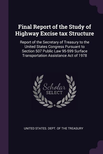 Couverture_Final Report of the Study of Highway Excise tax Structure
